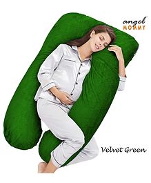 Angel Mommy Luxurious Imported Velvet  U Shape Pregnancy Pillow - Green