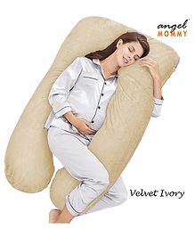 Angel Mommy Luxurious Imported Velvet U Shape Pregnancy Pillow - Cream