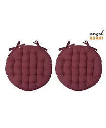 Angel Mommy Ultra Soft Round Twill Dining Chair Sofa Floor Seat & Back Cushions with Ties Set Of 2 - Maroon