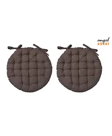 Angel Mommy Ultra Soft Round Twill Dining Chair Sofa Floor Seat & Back Cushions with Ties Set Of 2 - Brown