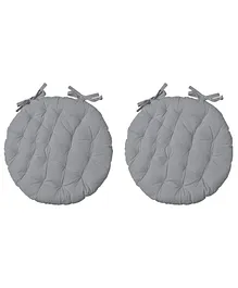 Angel Mommy Ultra Soft Round Twill Dining Chair Sofa Floor Seat & Back Cushions with Ties Set Of 2 - Grey