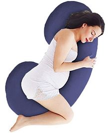 Angel Mommy Full Body C Shaped Pillow/Body Pillow/Lumbar Pillow with 100%  Velvet Zippered Cover for Pregnant Women - Dark Blue