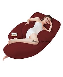 Angel Mommy Premium Full G Shaped Body Pillow Microfibre Solid Pregnancy Pillow Pack of 1  - Maroon