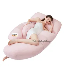 Angel Mommy Premium Full G Shaped Body Pillow Microfibre Solid Pregnancy Pillow Pack of 1 -  Light Pink