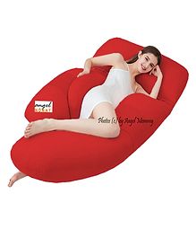 Angel Mommy Premium Full G Shaped Body Pillow Microfibre Solid Pregnancy Pillow Pack of 1 - Red