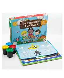 My Gouse Teacher Play Dough Mats Set Creative 8 mats with 4 nonsticky and toxic clay - Multicolour