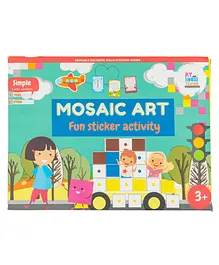 Mosaic Art Sticker Reusable Activity Set 8 creative mats with square sticker sheets - Multicolour