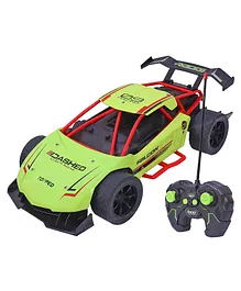 Toyshine 1:16 Racing Metal Model Super Sports Remote Control Car with Rubber Tyres Handle Remote Slim Body Rechargeable - Green