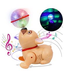 Toyshine Dancing Dog -II with Music Flashing Lights - Cream