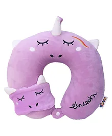 Toyshine Soft Memory Foam Insert and Cute Pink Unicorn Animal Plush Pillow Cover - Purple