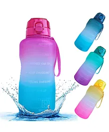 Spanker Motivational Water Bottle Gallon With Time Marker Large Capacity Leakproof Bpa Free Fitness Sports Water Bottle Sea Green Pink Sstp - 3800 ml
