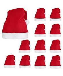 Toyshine 36 Pieces Short Plush with White Cuffs Non Woven Fabric Christmas Hat Santa Hats - Red