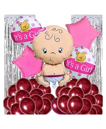 Toyshine Its a Girl Sitting Baby Party Decoration Combo Pack - Pack of 58