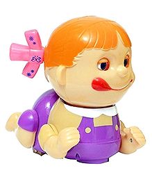 Toyshine Battery Operated Naughty Crawling Baby Toy with Light and Music Girl C - Multicolour