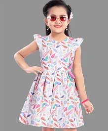 Twetoons Cap Sleeves Frock Leaf Print - Pink
