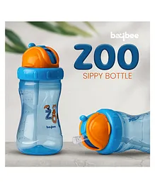 Baybee Zoo 340 ml Sipper Bottle for kids with Anti-Spill Sippy Bottle, Soft Silicone Straw & BPA Free - Blue