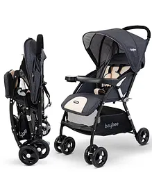 Baybee Portable Infant Baby Stroller for Newborn Babies with Aluminum Frame 3-Position Adjustable Seat Canopy Bassinet Safety harness Storage Basket & Rear Brake - Grey