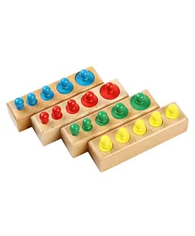 Wooden Sorting & Stacking Socket Toy- Learn Shape Size & Colour Cylinder Blocks Montessori Toys  - Multicolour