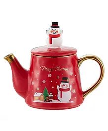 Little Surprise Box Merry Christmas Ceramic Tea Pot With Matching 2 Coffee Cup Red - 770 ml