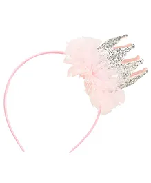 Aye Candy Christmas Theme Star Tulle Crown Hair Band - Pink & Silver
