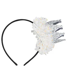 Aye Candy Embellished Tulle Birthday Crown Hair Band - White
