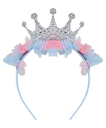 Aye Candy Christmas Theme Dark Shaded Tulle Crown Hairband - Pink & Blue