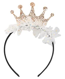 Aye Candy Christmas Theme Embellished Tulle Glitter  Finish  Crown Hairband - White & Golden