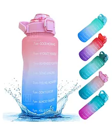 Spanker Fazer All In 1 Motivational Leakproof Water Bottle Gallon with Handle Blue & Pink - 2000 ml