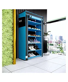 Fabura Shoe Rack In 6 Shelf With Cover - Blue Black