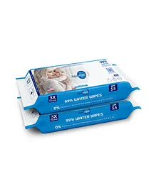 AquaWipes 99% Water Baby Wipes 100% biodegradable Plant Based Fabric 64 pieces  (Unscented) - Pack of 2