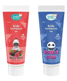 Buddsbuddy Combo of 2 100% Fluoride Free Kids Toothpaste Gel for Cavity Protection Multi Flavour - 200gm