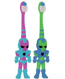 Buddsbuddy Combo of 2 Robert Kids Tooth Brush - Purple Green