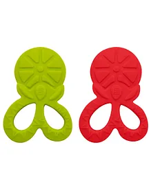 Buddsbuddy Combo of 2 BPA Free TYLO Silicone Baby Teether - Green Red