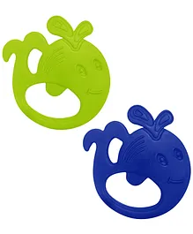 Buddsbuddy Combo of 2 BPA Free Animal Shape Silicone Baby Teether - Green Blue