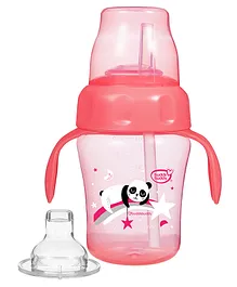 Buddsbuddy BPA Free Anti Spill Design Momo 2 in 1 Baby Sipper Spout & Straw Cup 210 ml - Pink