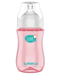 Buddsbuddy BPA Free Superflo Baby Feeding Bottle Pink - 250 ml