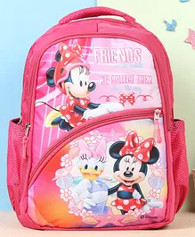 Disney Minnie Mouse Theme Friends We Collect Them Text Print School Backpack Pink - Height 16 inch (Print and Color May Vary)