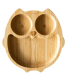 eco rascals Bamboo Owl Shaped Suction Plate - Blue