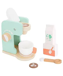Playbox My Own Brew Wooden Coffee Maker for Kids Toddler Play Kitchen Pretend Play Toy Set Multicolor-  8 Pieces