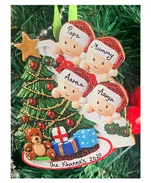 Little Surprise Box Family of 4 Theme Wooden Tree Ornament - Multicolor
