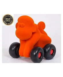 RUBBABU Natural Rubber Little  Monkey  Pull Along Toy- Orange