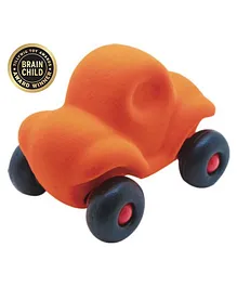 RUBBABU Natural Rubber Run-Along Car Pull Along Toy- Orange