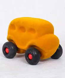 RUBBABU Natural Rubber Skool Bus Push & Go Toy - Orange
