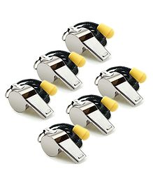 Toyshine, Stainless Steel Sports Whistles with Lanyard Loud Crisp Sound Whistles Bulk Great for Coaches Referees and Officials Pack of 6 SSTP
