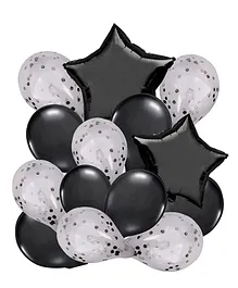 Toyshine Pearl Black Balloon Confetti and Latex Balloon Foil Reusable Party Favors Supplies - Pack of 14