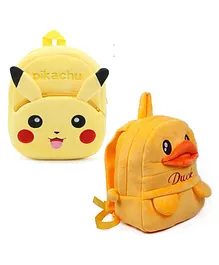 PROERA Pikachu & Duck Kids School Bag Soft Plush Cartoon Plush Bag - 11 Inches