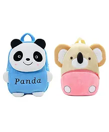 Proera Koala & Blue Panda Kids School Bag Soft Cartoon Plush Bag - 11 inches