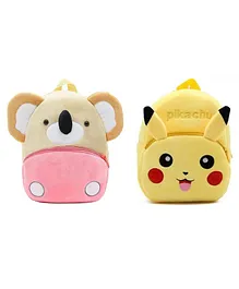 Proera Pikachu & Koala Kids School Bag Soft Cartoon Plush Bag - 11 inches