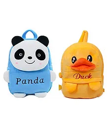Proera Panda & Duck Kids School Bag Soft Cartoon Plush Bag - 11 inches