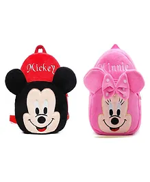 PROERA Mickey & Minnie Kids School Bag Soft Plush Cartoon Plush Bag Pack of 2 - 11 inches